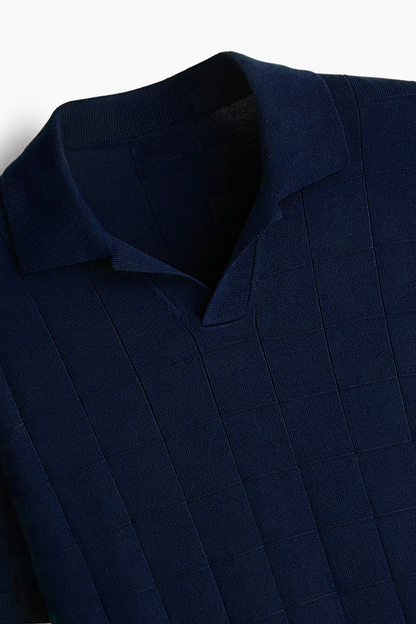 Men’s Knit Polo Shirt – Navy Blue