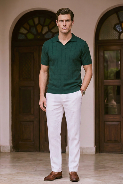 Men’s Knit Polo Shirt – Dark Green