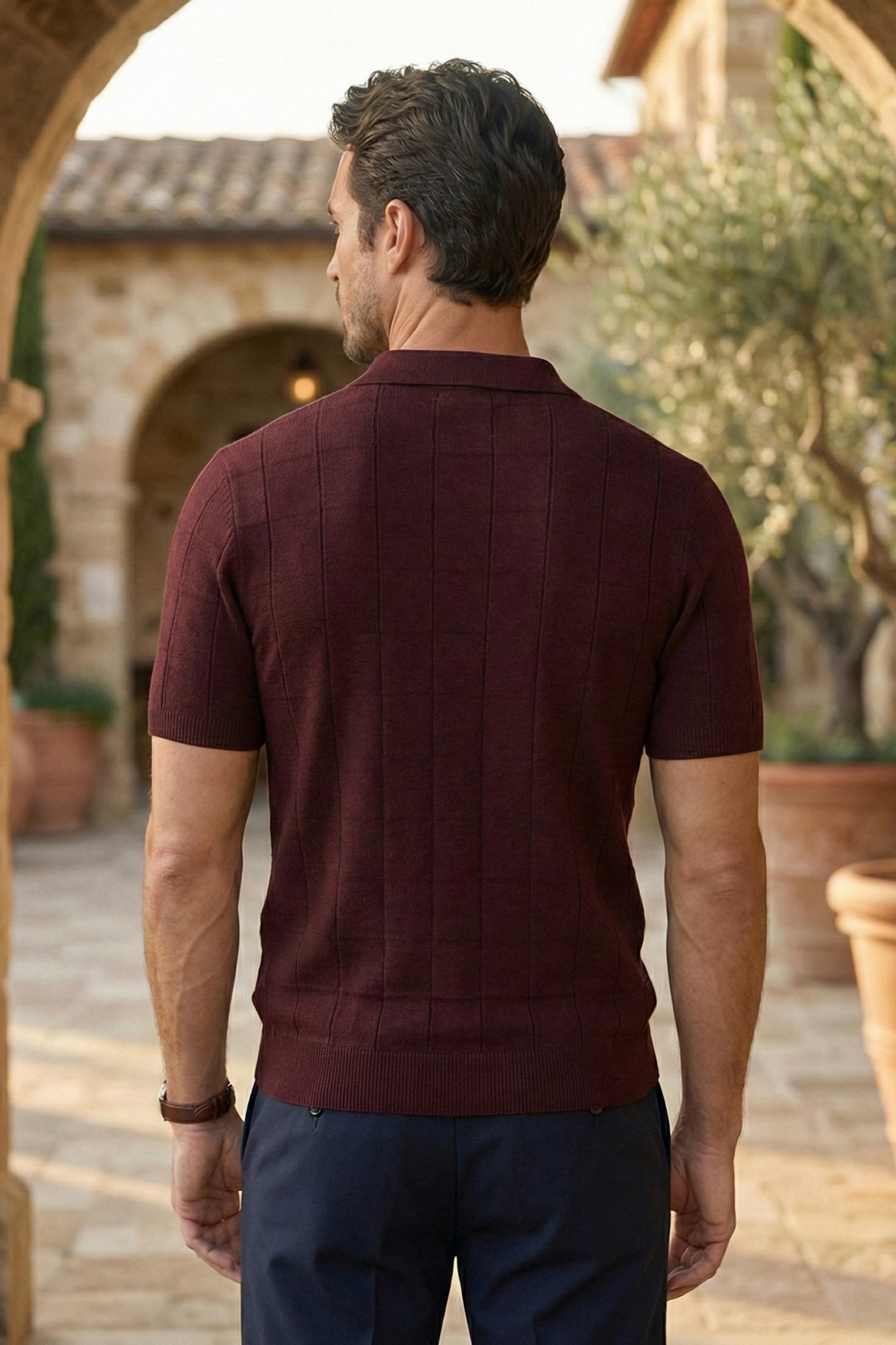 Men’s Knit Polo Shirt – Maroon