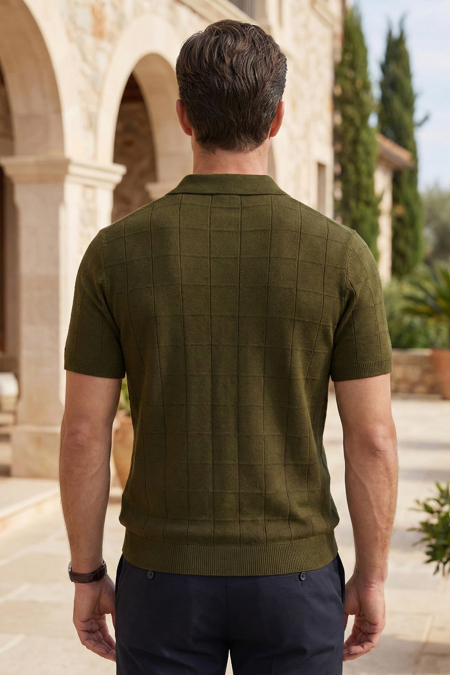 Men’s Knit Polo Shirt – Sage Green