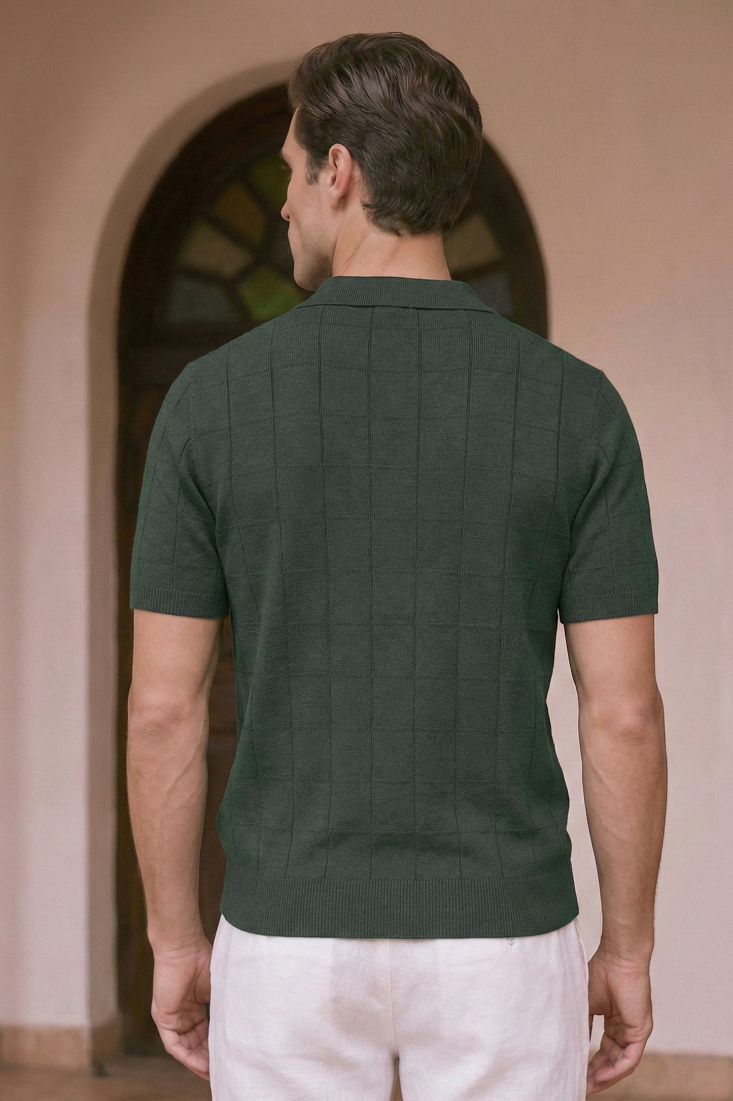 Men’s Knit Polo Shirt – Olive Green