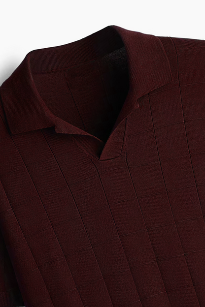 Men’s Knit Polo Shirt – Maroon